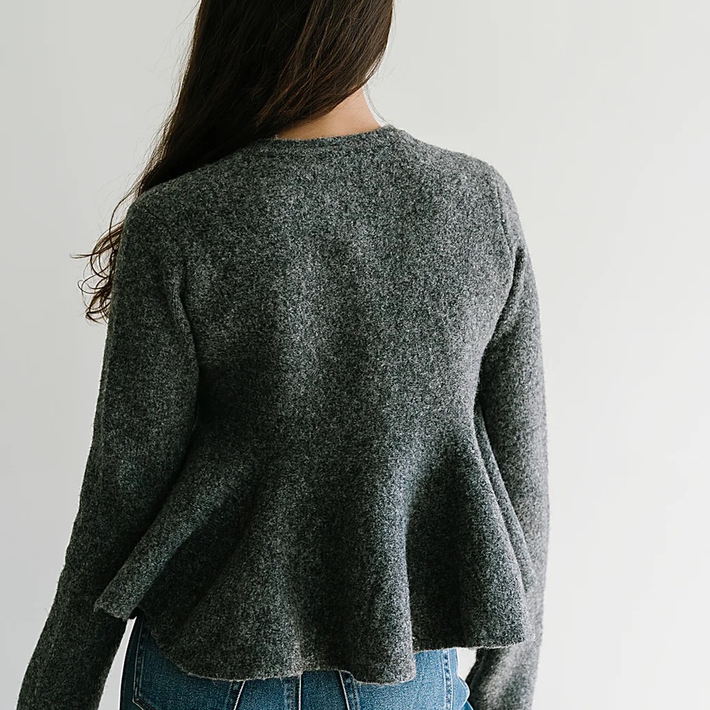 Bohme Charcoal Women's Peplum Cardigan - Picture 2 of 7